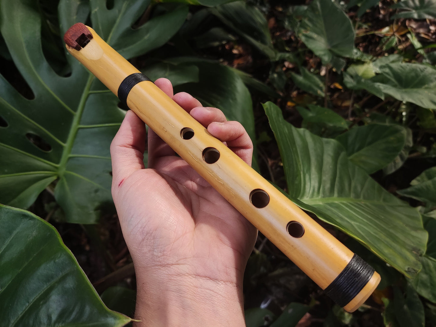 Rustic Native American Style Fipple flute tuned to D major pentatonic. Pocket bamboo Flute. Culture Fusion flute. Handmade.e flute.