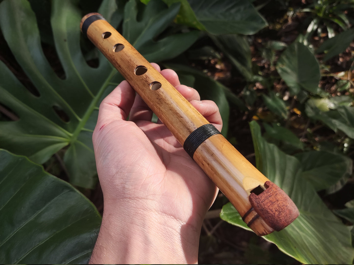 Rustic Native American Style Fipple flute tuned to D major pentatonic. Pocket bamboo Flute. Culture Fusion flute. Handmade.e flute.
