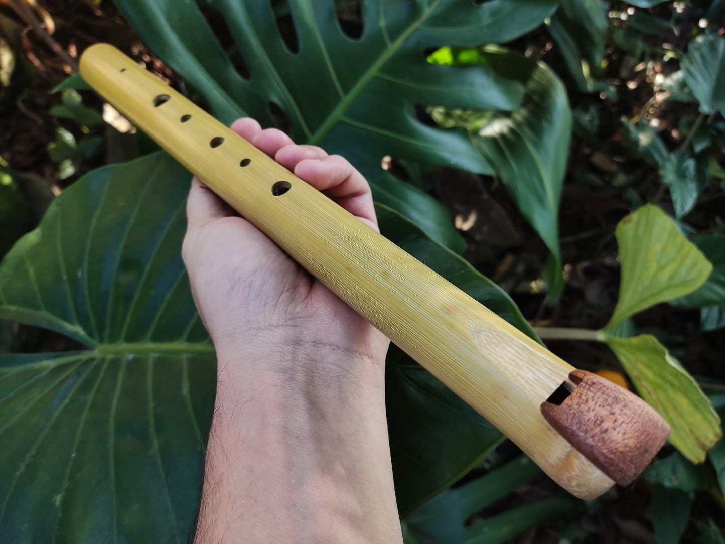 Ethnic Fipple flute with an Arabian scale. Hijaz Kar flute. Arabic flute. Persian flute. Rustic handmade bamboo flute. Pocket flute.