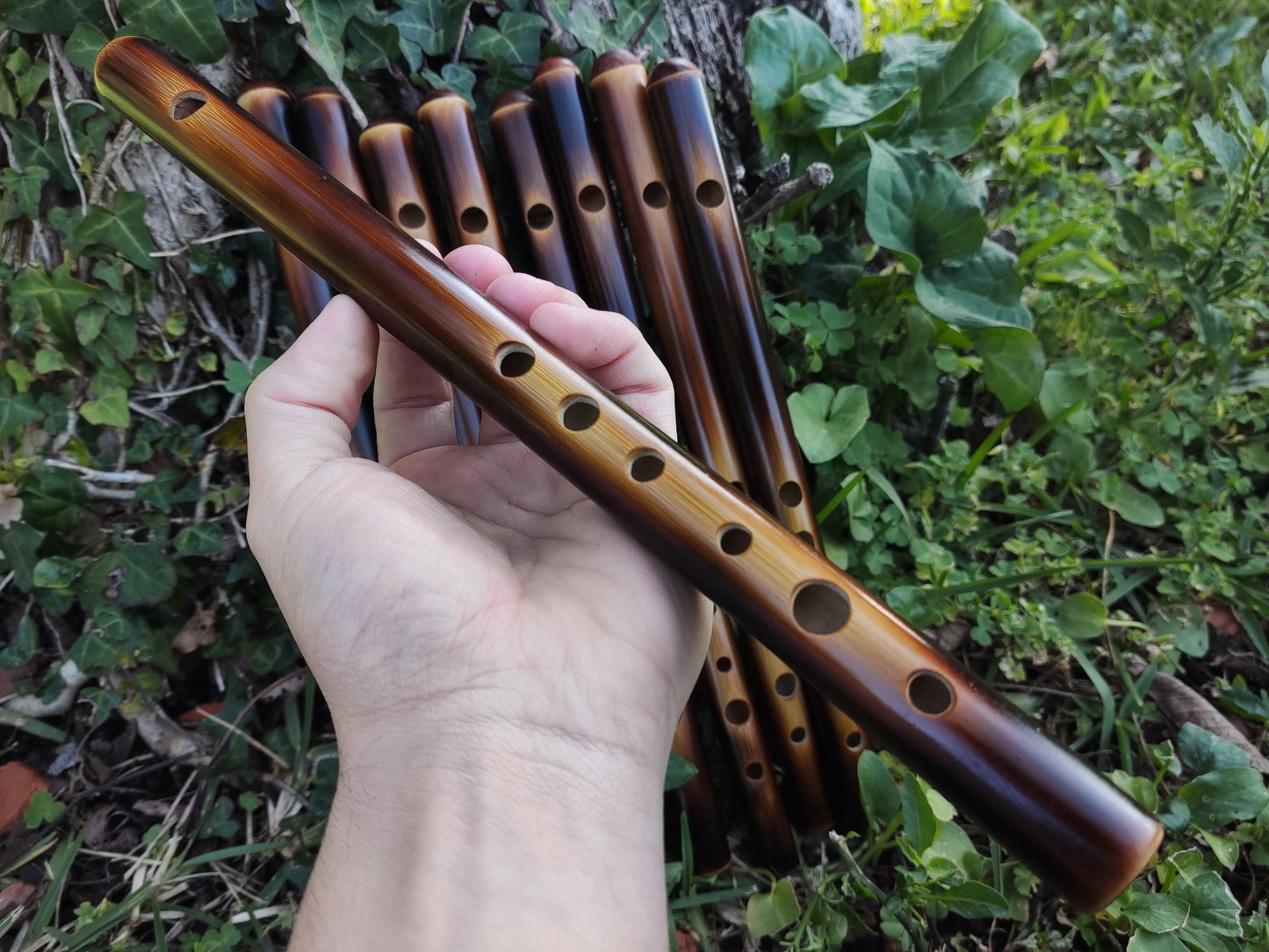 High D Major Flute. Small Bamboo Transverse flute tuned in D major. Irish fife in  D. Bansuri flute. Concert tuned. A = 440 Hz. Dark color