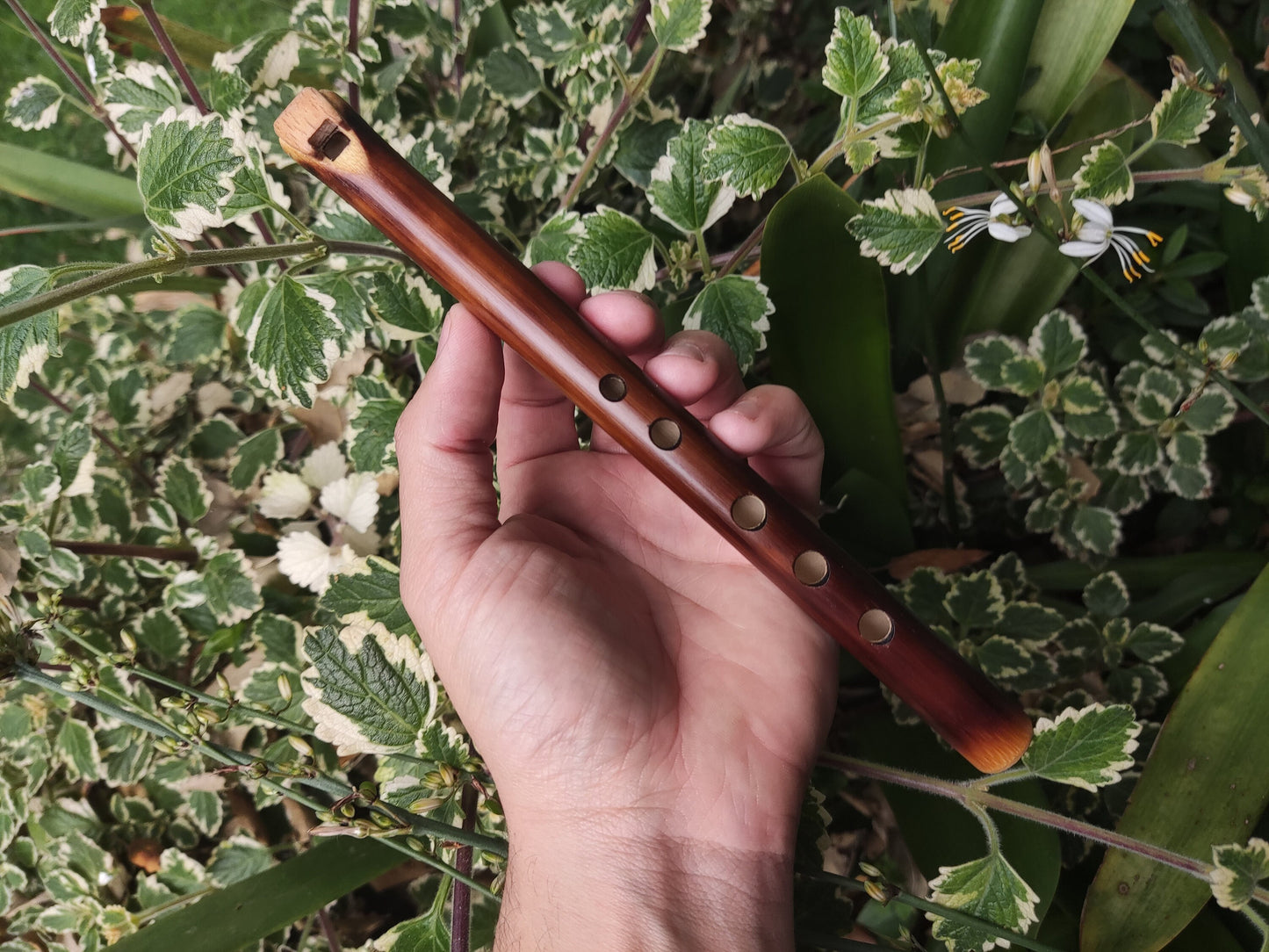 Pocket minor pentatonic bamboo fipple flute. Native American Style bamboo fipple flute in high keys. Handmade Ethnic flute. Rustic.
