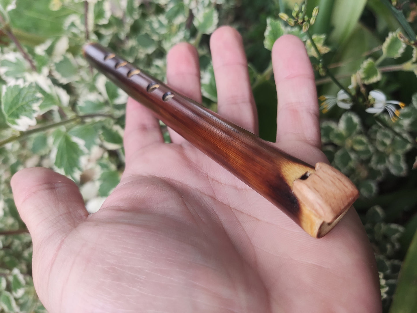 Pocket minor pentatonic bamboo fipple flute. Native American Style bamboo fipple flute in high keys. Handmade Ethnic flute. Rustic.