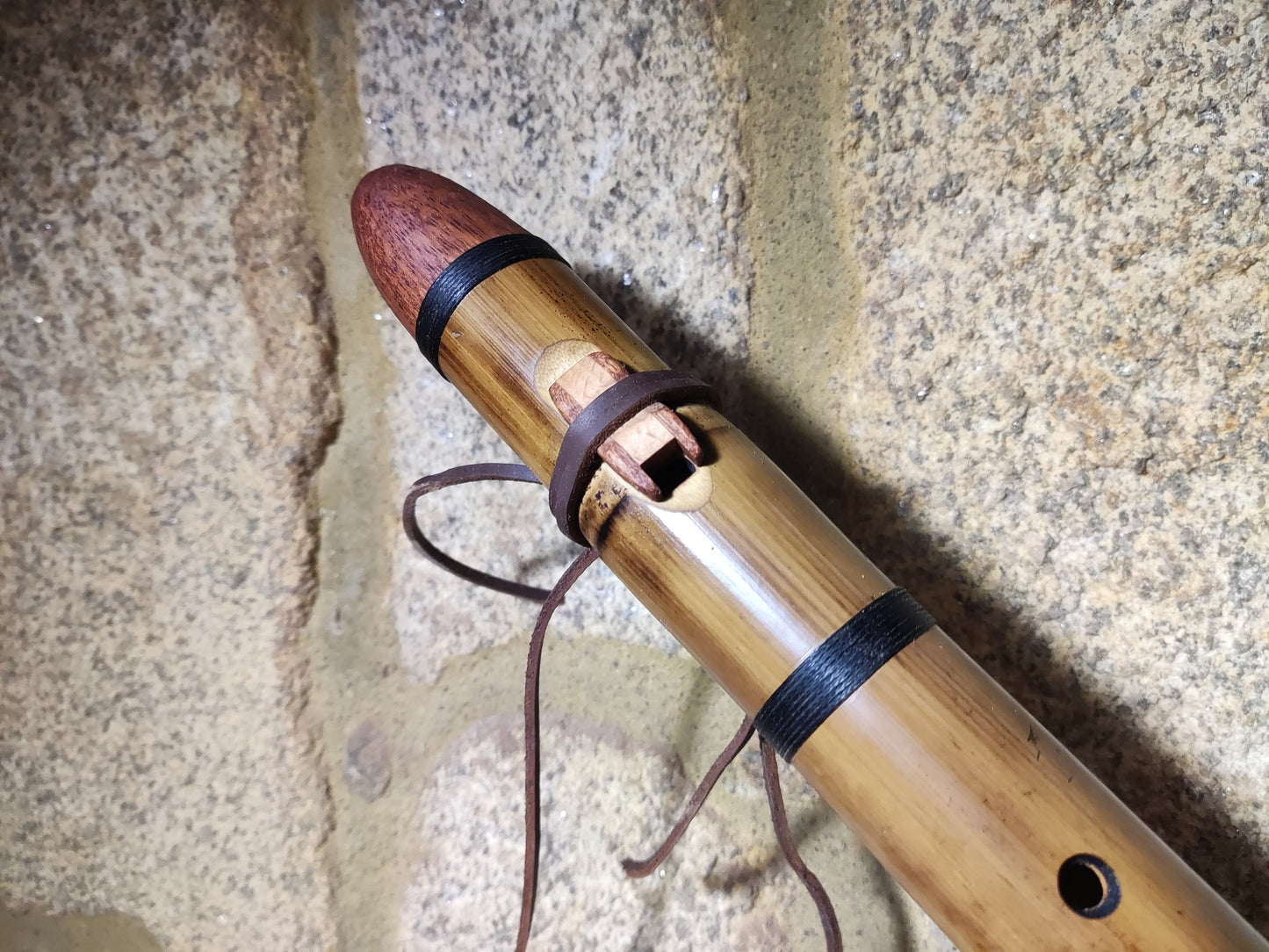 Flutes for Mandy: NA Style flute in low E with Mahogany mouthpiece & G major fipple flute