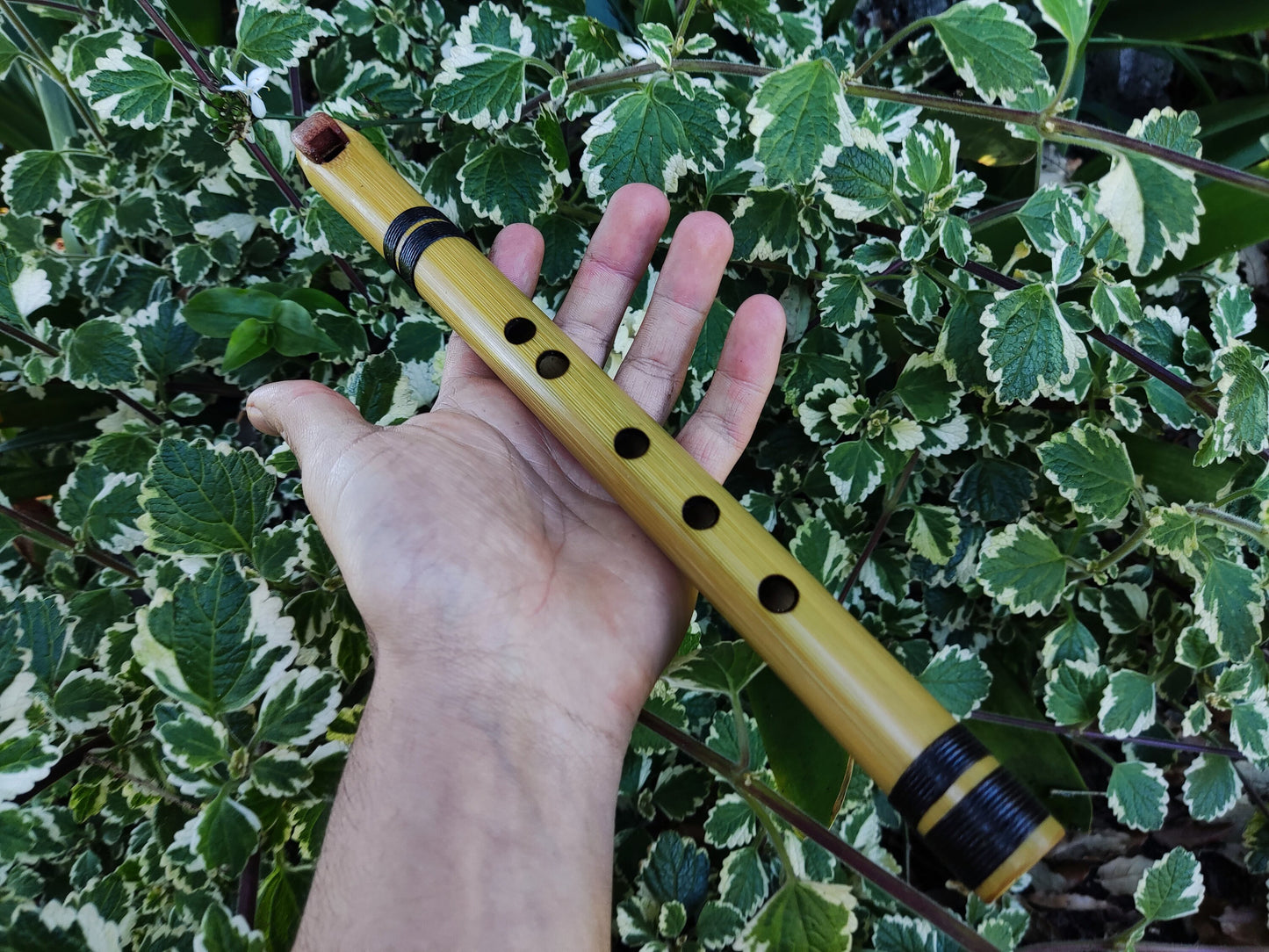 Minor pentatonic bamboo fipple flute. Native American Style bamboo fipple flute. Handmade Ethnic flute. Rustic flute.
