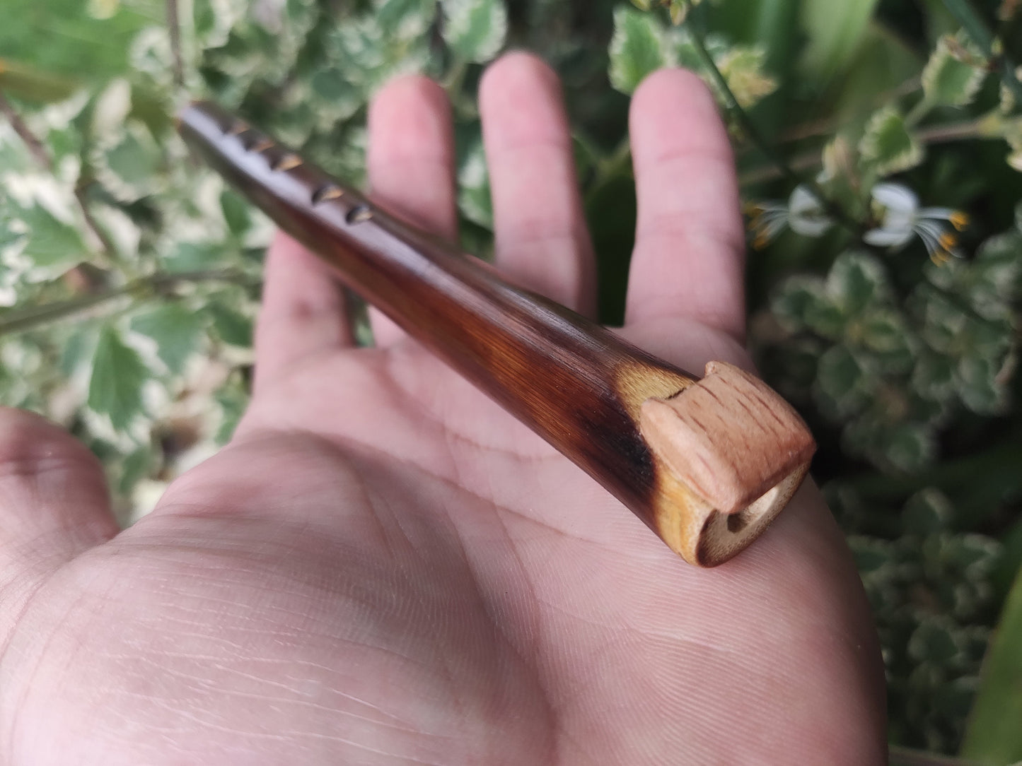 Pocket minor pentatonic bamboo fipple flute. Native American Style bamboo fipple flute in high keys. Handmade Ethnic flute. Rustic.