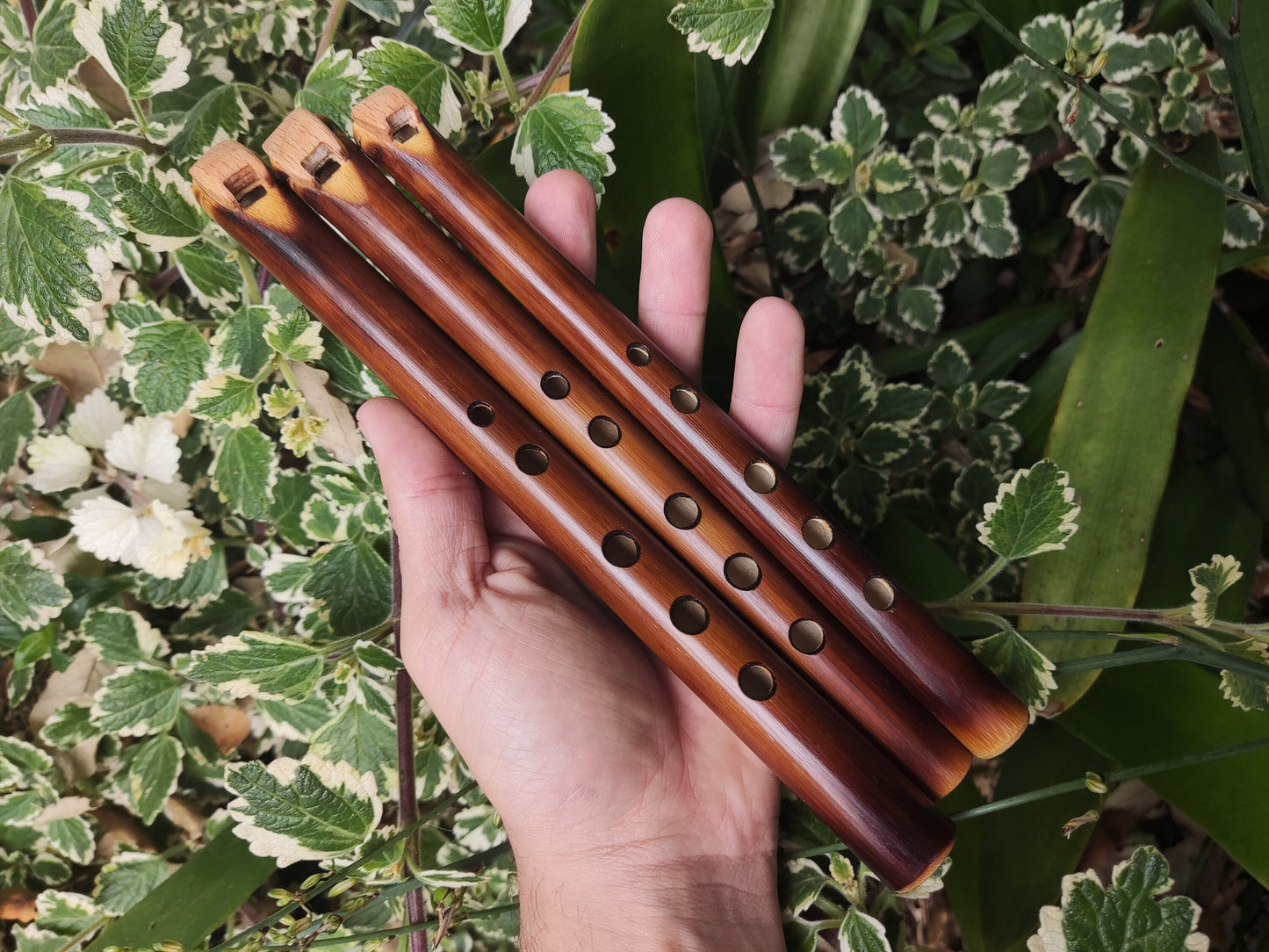 Pocket minor pentatonic bamboo fipple flute. Native American Style bamboo fipple flute in high keys. Handmade Ethnic flute. Rustic.