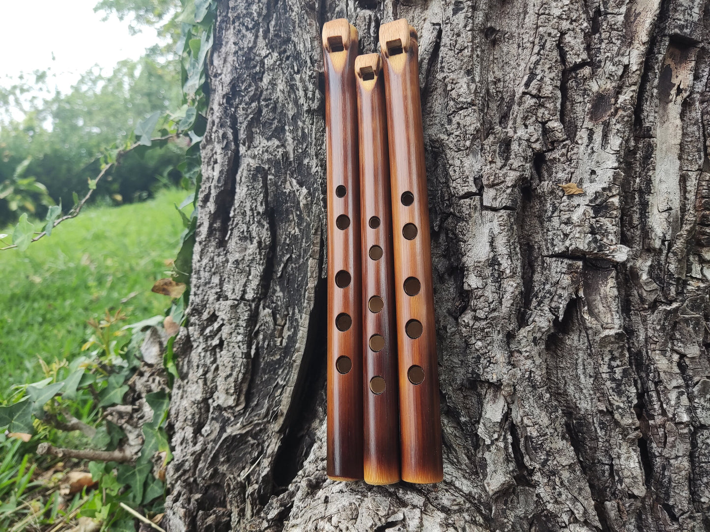Pocket minor pentatonic bamboo fipple flute. Native American Style bamboo fipple flute in high keys. Handmade Ethnic flute. Rustic.