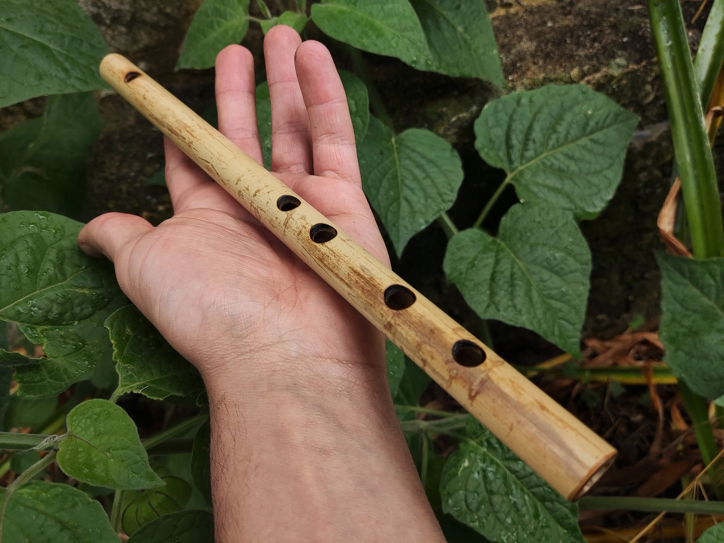 High D major pentatonic flute | Culture fusion bamboo flute | Pocket Ethnic flute in major pentatonic scale | Rustic Bamboo & Mahogany