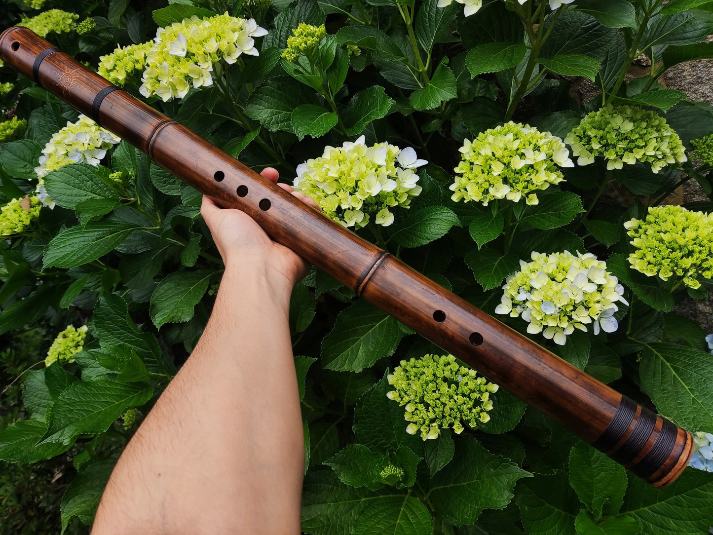 Exotic Kokin-Akebono Bass Bamboo Flute in low G. Oriental flute. Deep meditation flute. Japanese sounding flute.