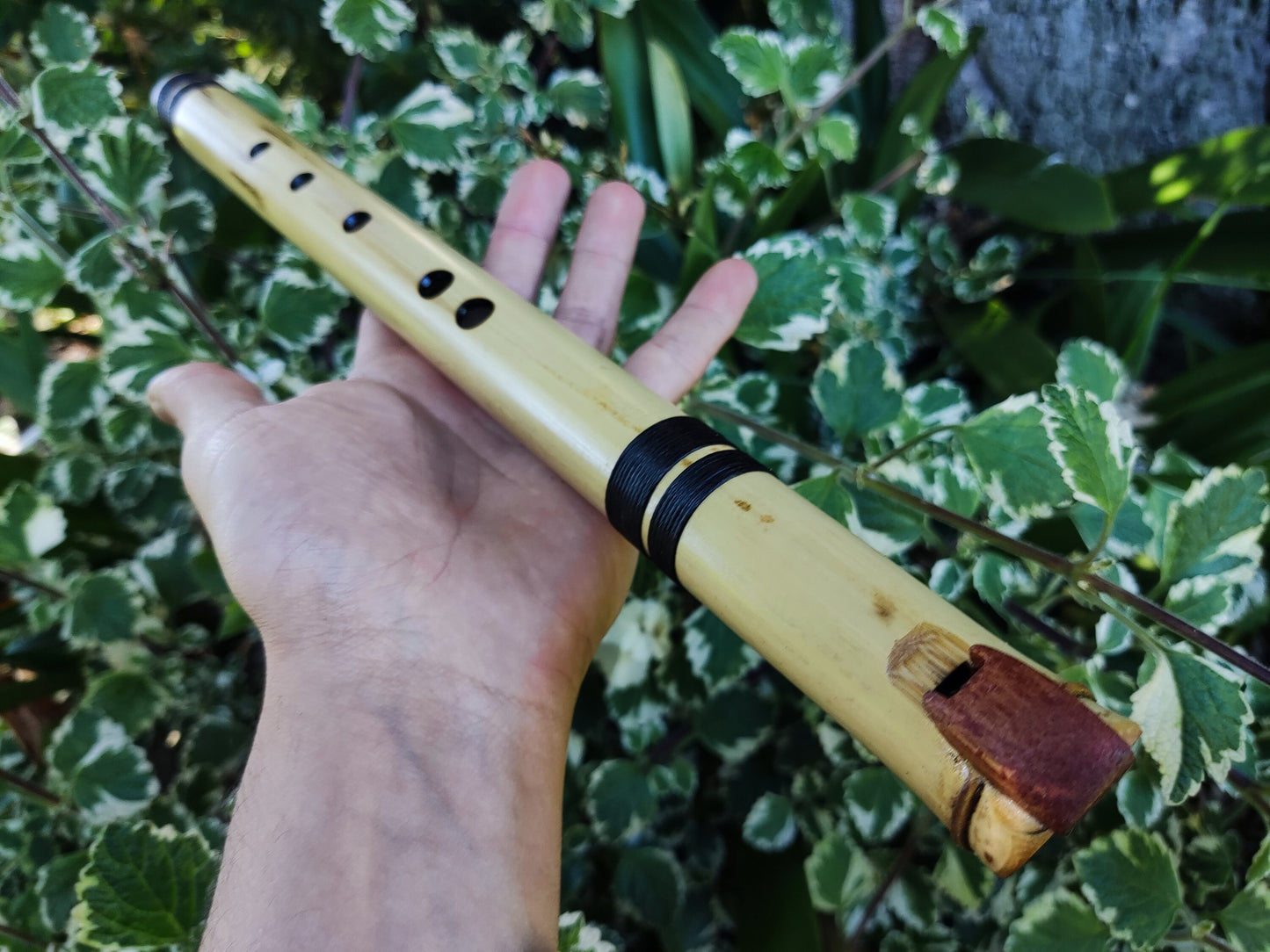 Minor pentatonic bamboo fipple flute. Native American Style bamboo fipple flute. Handmade Ethnic flute. Rustic flute.