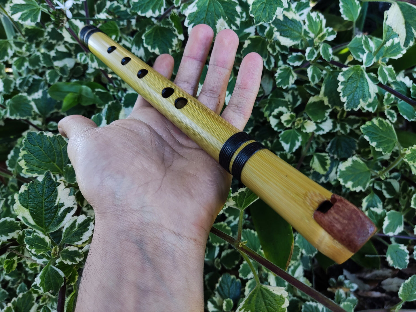 Minor pentatonic bamboo fipple flute. Native American Style bamboo fipple flute. Handmade Ethnic flute. Rustic flute.