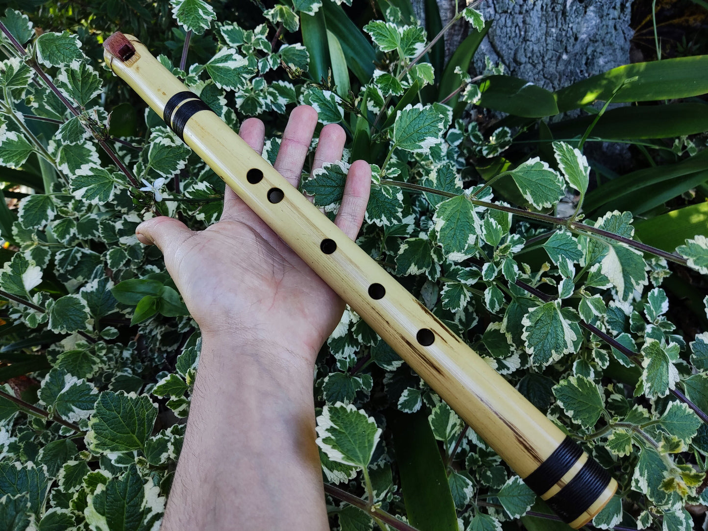 Minor pentatonic bamboo fipple flute. Native American Style bamboo fipple flute. Handmade Ethnic flute. Rustic flute.