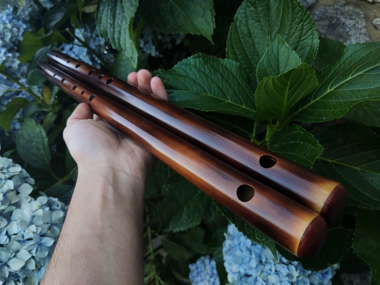 Transverse Bamboo flute in E Phrygian. Handmade bamboo flute. Phyrigan mode. Ethnic minor melodic mode. Dark burned design | Rui Gomes