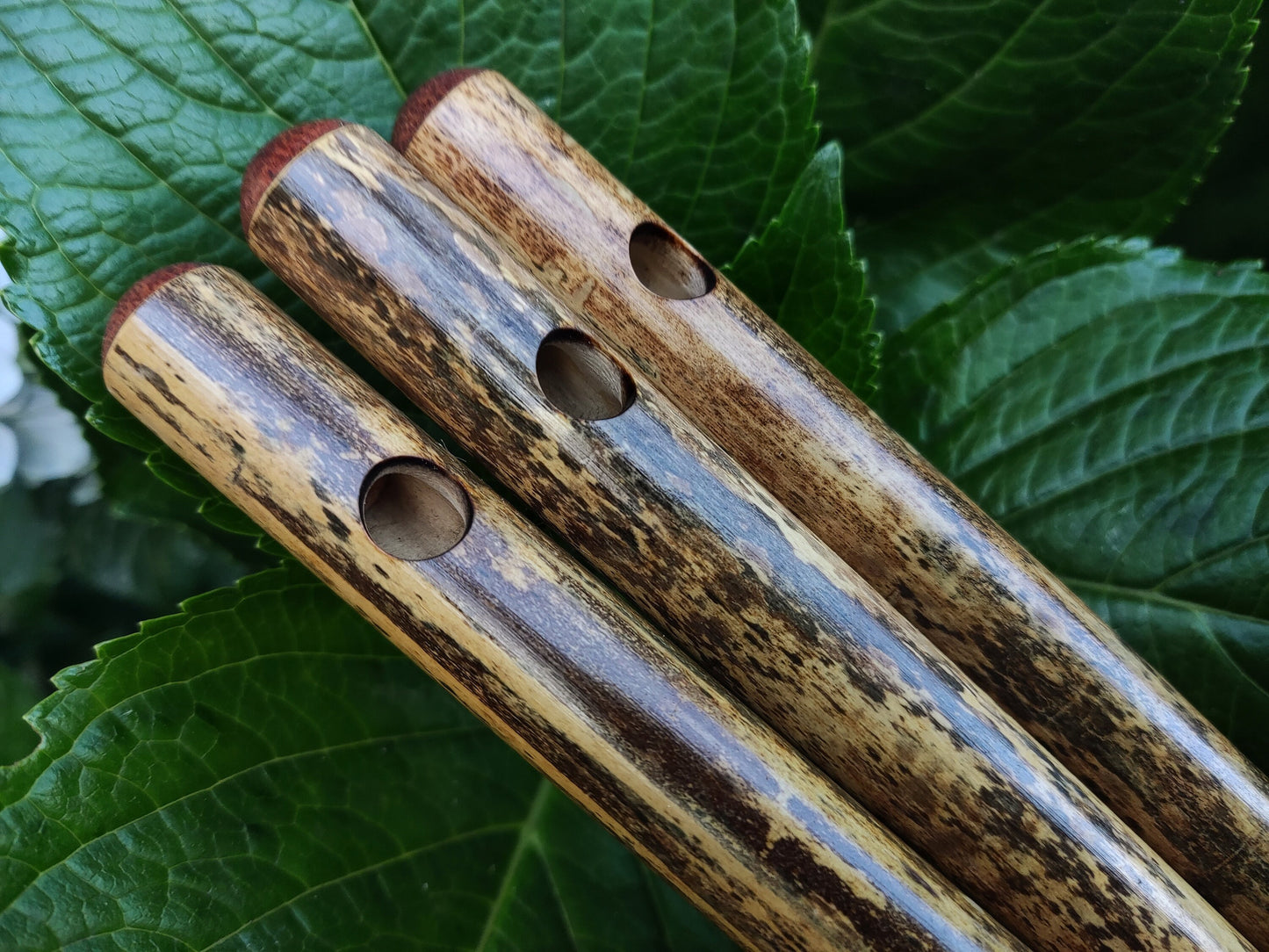 High D Harmonic Minor Bamboo Flute. Rustic Baroque sounding flute with design. Small Ethnic flute with minor scale. Pocket flute
