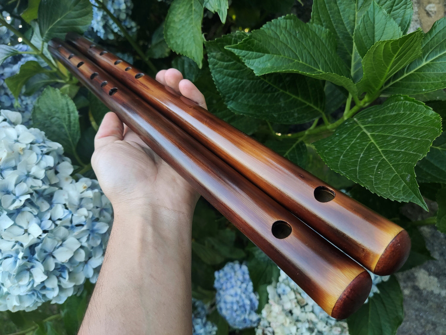 Transverse Bamboo flute in E Phrygian. Handmade bamboo flute. Phyrigan mode. Ethnic minor melodic mode. Dark burned design | Rui Gomes