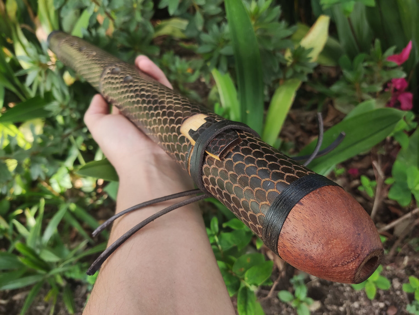 RESERVED FOR GARY: Dragon Skin Native American Style flute in low C#. Handmade flute. Dragon scales. The dragon flute
