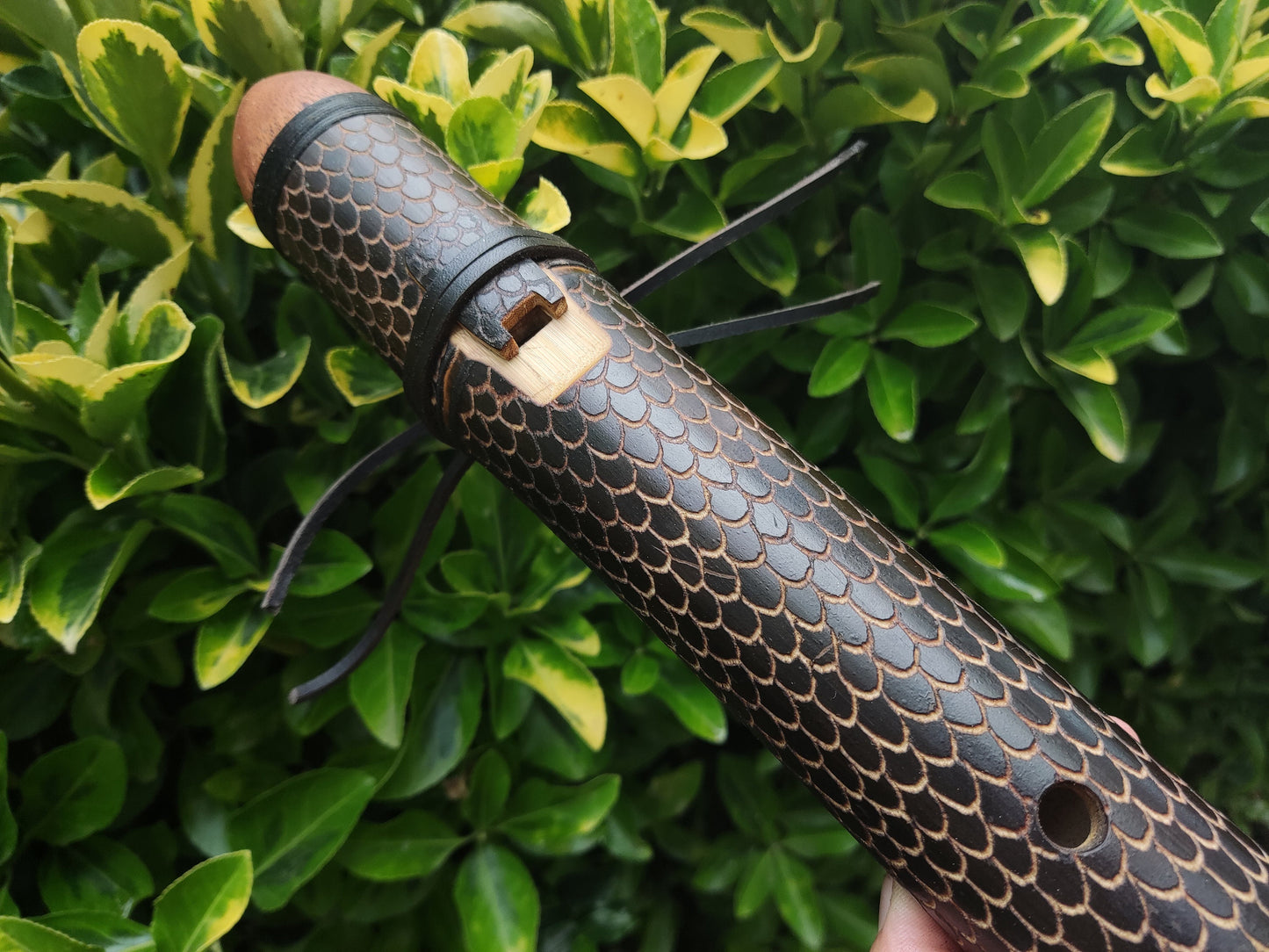 RESERVED FOR GARY: Dragon Skin Native American Style flute in low C#. Handmade flute. Dragon scales. The dragon flute