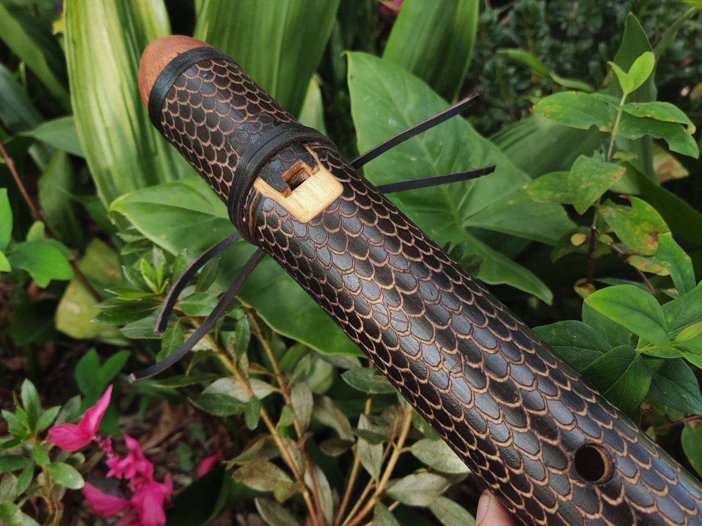 RESERVED FOR GARY: Dragon Skin Native American Style flute in low C#. Handmade flute. Dragon scales. The dragon flute