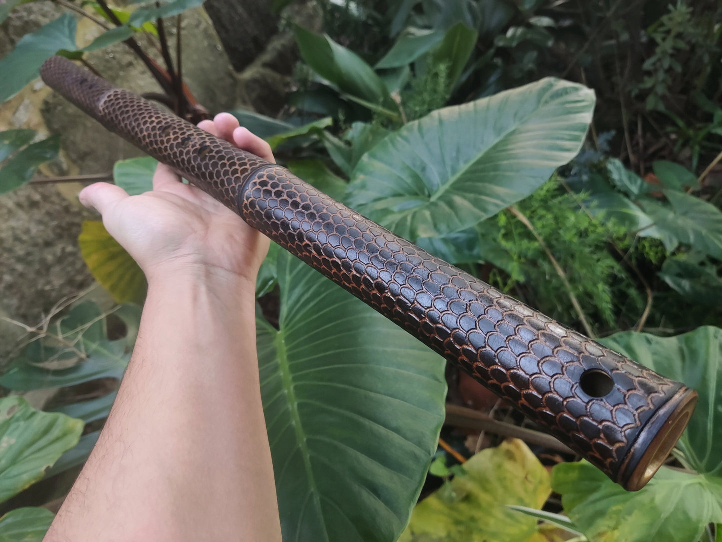 Dragon Skin Kokin Akebono Bass Bamboo Flute in low A3. Deep meditative flute in the key of low A. Deep Oriental flute