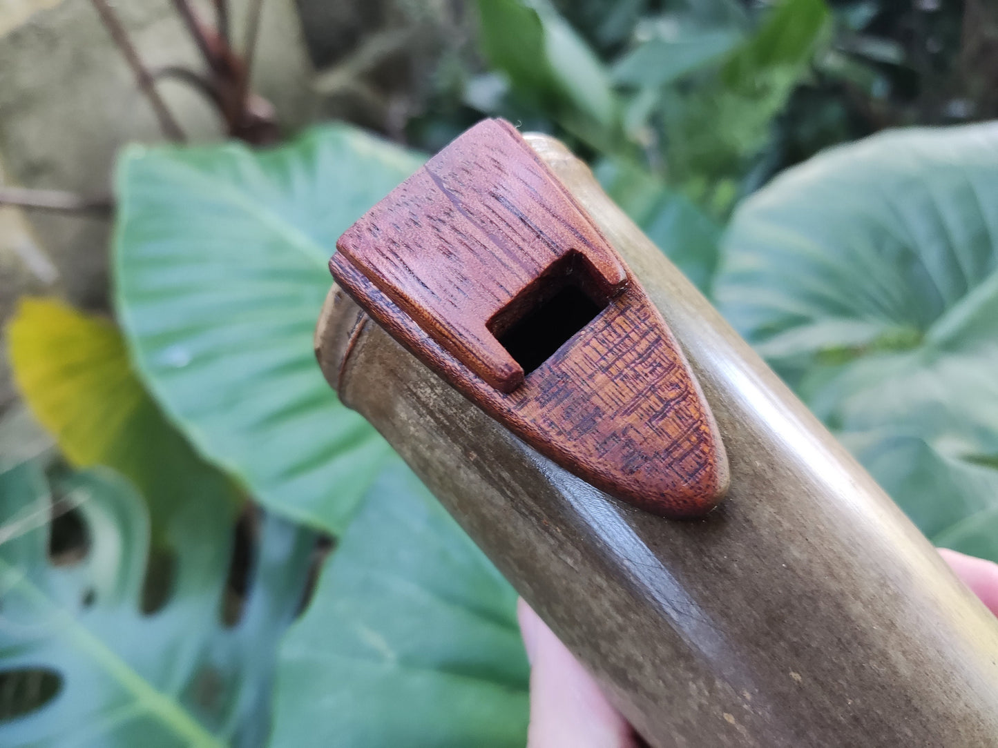 Deep Native American Style Bamboo Ocarina in the key of low C#. Ethnic vessel flute in E scale. Meditative ocarina. Low ocarina