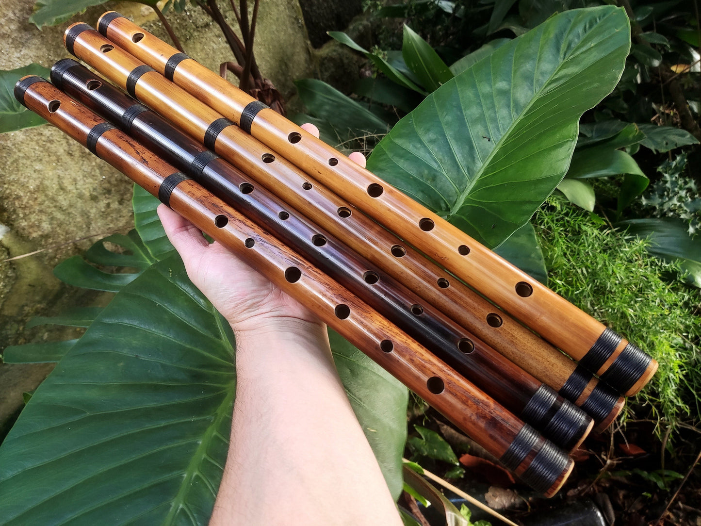 Minor harmonic bamboo flute. Rustic baroque sounding instrument with an Ethnic design | Quality bamboo Flute with an intuitive scale
