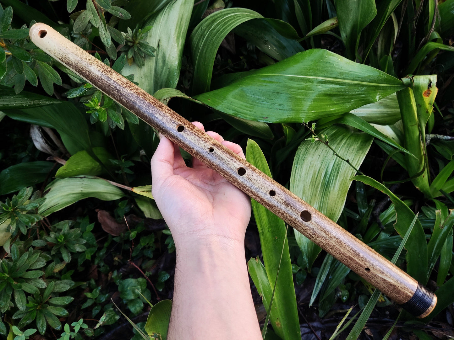 Arabian style Bamboo Flute in the key of low E, with a Rustic look, for deep meditation in an ethnic middle eastern Hijaz karr scale