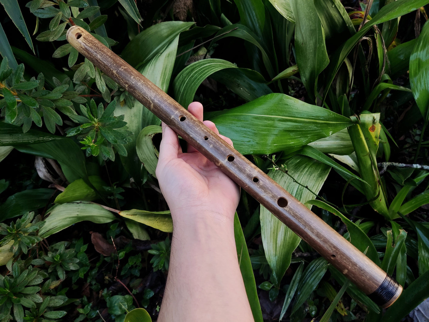 Arabian style Bamboo Flute in the key of low E, with a Rustic look, for deep meditation in an ethnic middle eastern Hijaz karr scale
