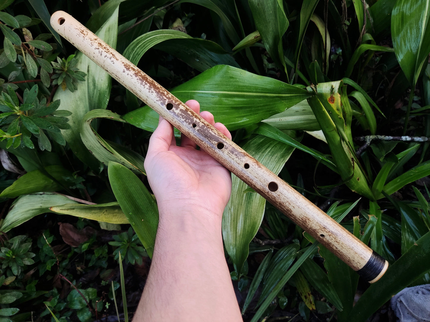 Arabian style Bamboo Flute in the key of low E, with a Rustic look, for deep meditation in an ethnic middle eastern Hijaz karr scale
