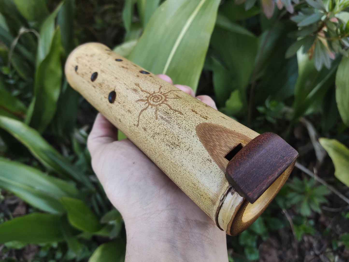 Native American Style Bamboo Ocarina in the key of Db. Ethnic vessel flute with a pentatonic scale. C# ocarina.
