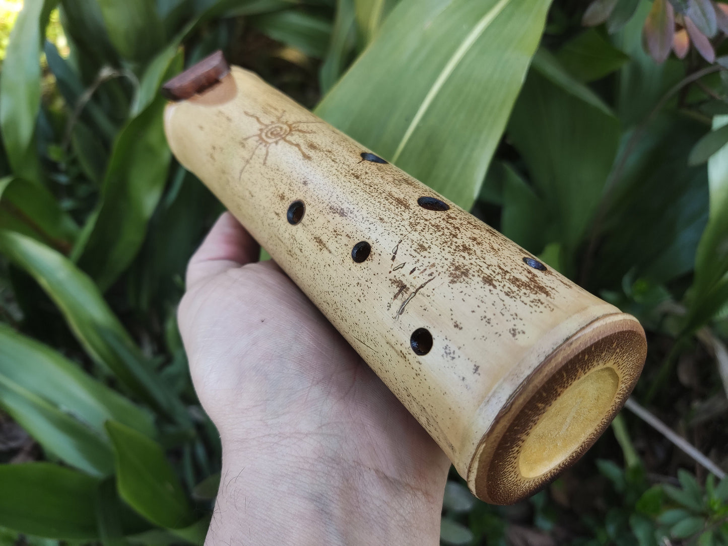 Native American Style Bamboo Ocarina in the key of Db. Ethnic vessel flute with a pentatonic scale. C# ocarina.