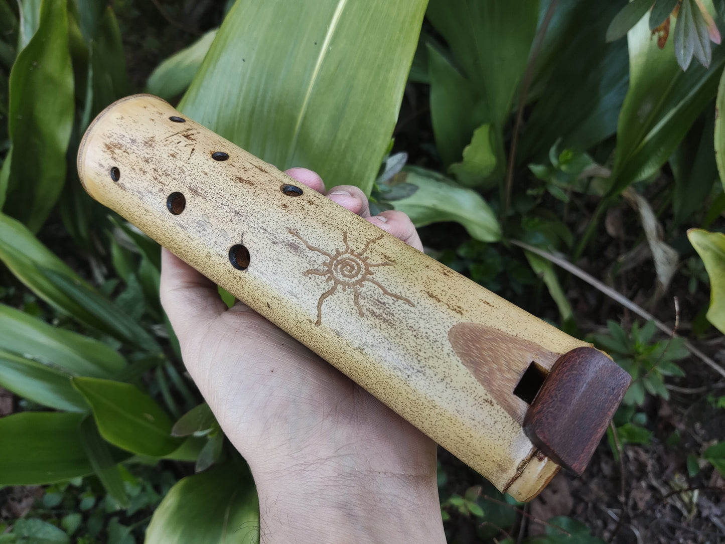 Native American Style Bamboo Ocarina in the key of Db. Ethnic vessel flute with a pentatonic scale. C# ocarina.