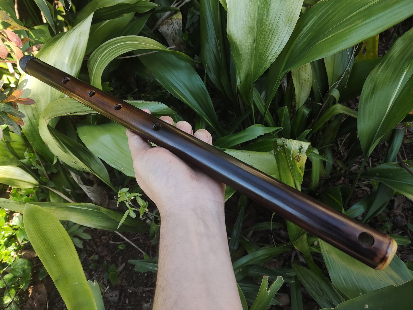 Oriental Flute in various keys tuned with a minor pentatonic flute. Handmade ethnic bamboo flute with oriental scale and burned look