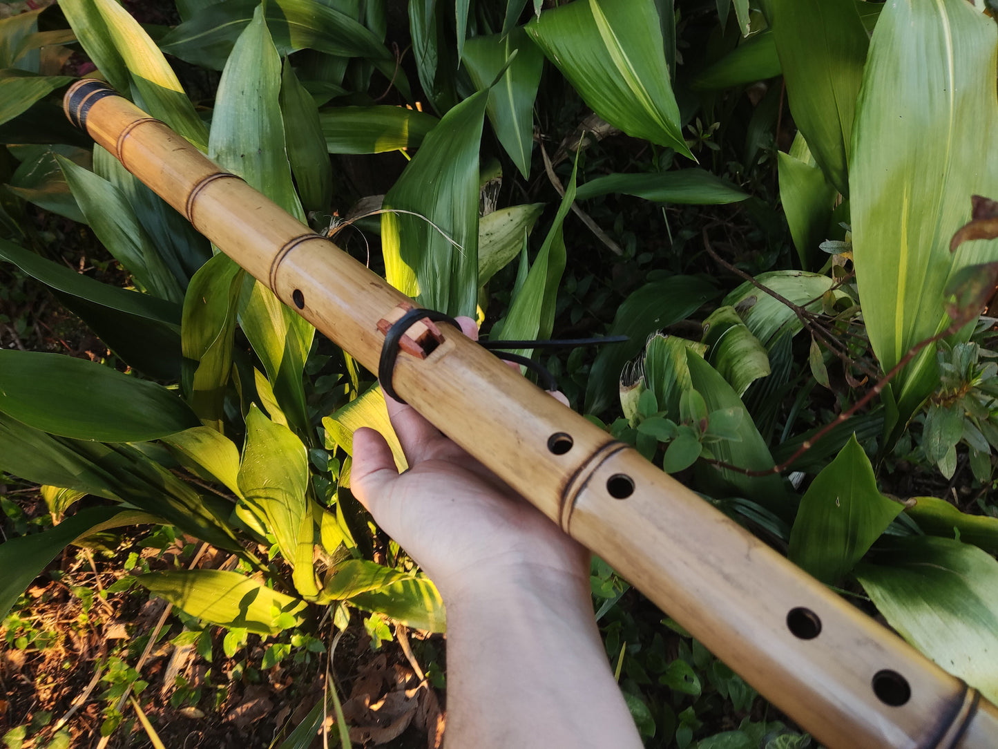 Side Blown Ethnic Native American Style Bamboo Flute in the key of Eb4. NA style flute with exotic shape with a deep and meditative sound