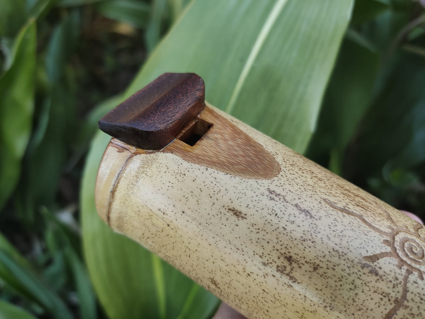 Native American Style Bamboo Ocarina in the key of Db. Ethnic vessel flute with a pentatonic scale. C# ocarina.