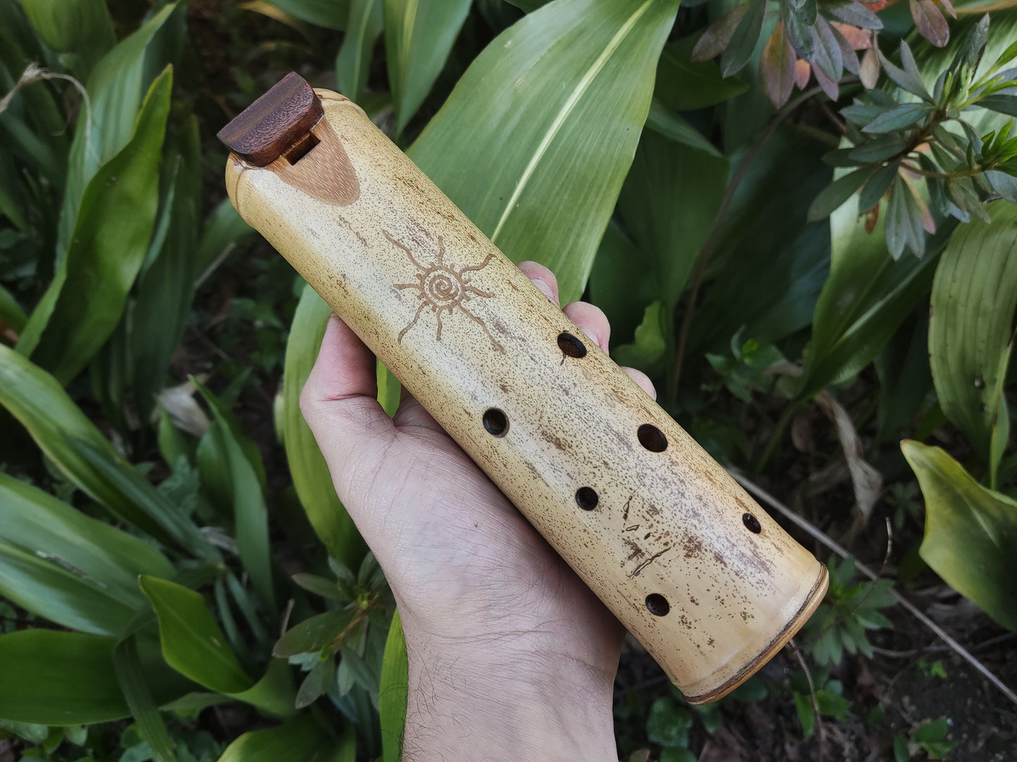 Native American Style Bamboo Ocarina in the key of Db. Ethnic vessel flute with a pentatonic scale. C# ocarina.