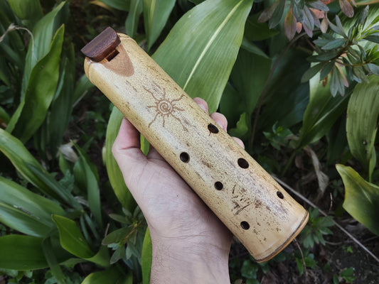 Native American Style Bamboo Ocarina in the key of Db. Ethnic vessel flute with a pentatonic scale. C# ocarina.