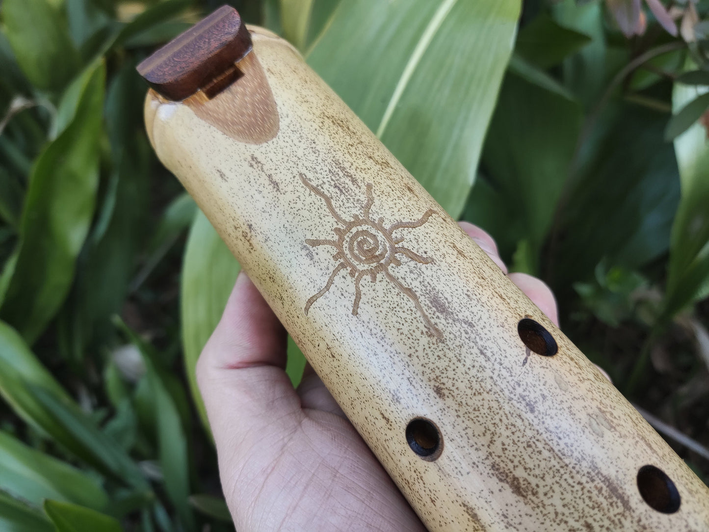 Native American Style Bamboo Ocarina in the key of Db. Ethnic vessel flute with a pentatonic scale. C# ocarina.