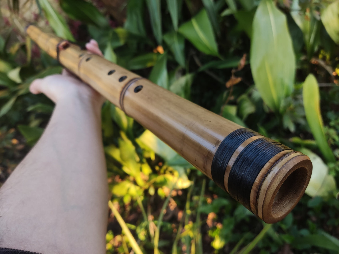 Side Blown Ethnic Native American Style Bamboo Flute in the key of Eb4. NA style flute with exotic shape with a deep and meditative sound