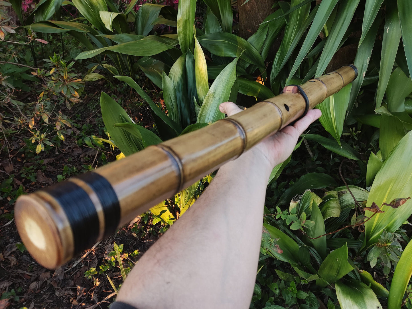 Side Blown Ethnic Native American Style Bamboo Flute in the key of Eb4. NA style flute with exotic shape with a deep and meditative sound