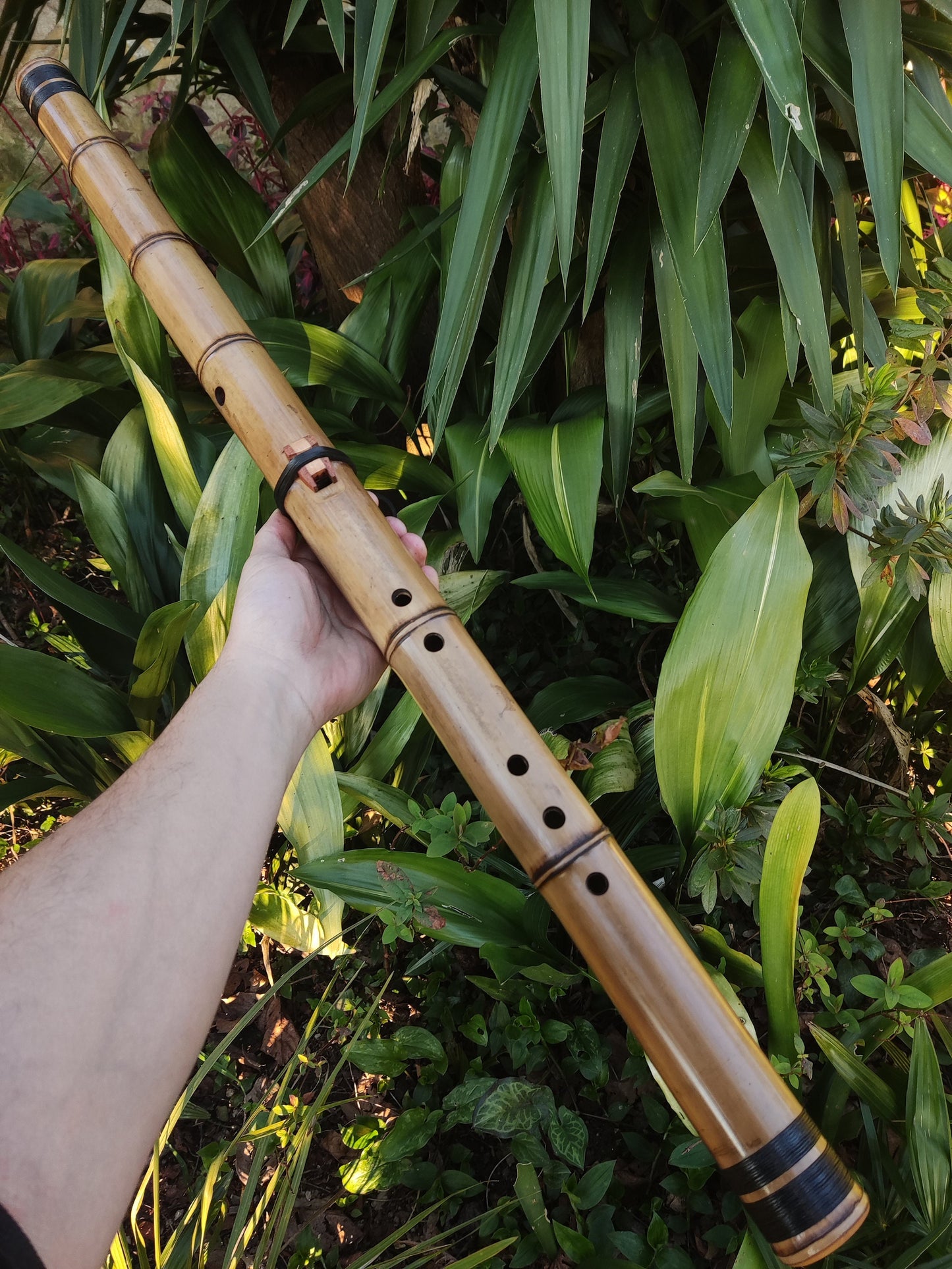 Side Blown Ethnic Native American Style Bamboo Flute in the key of Eb4. NA style flute with exotic shape with a deep and meditative sound