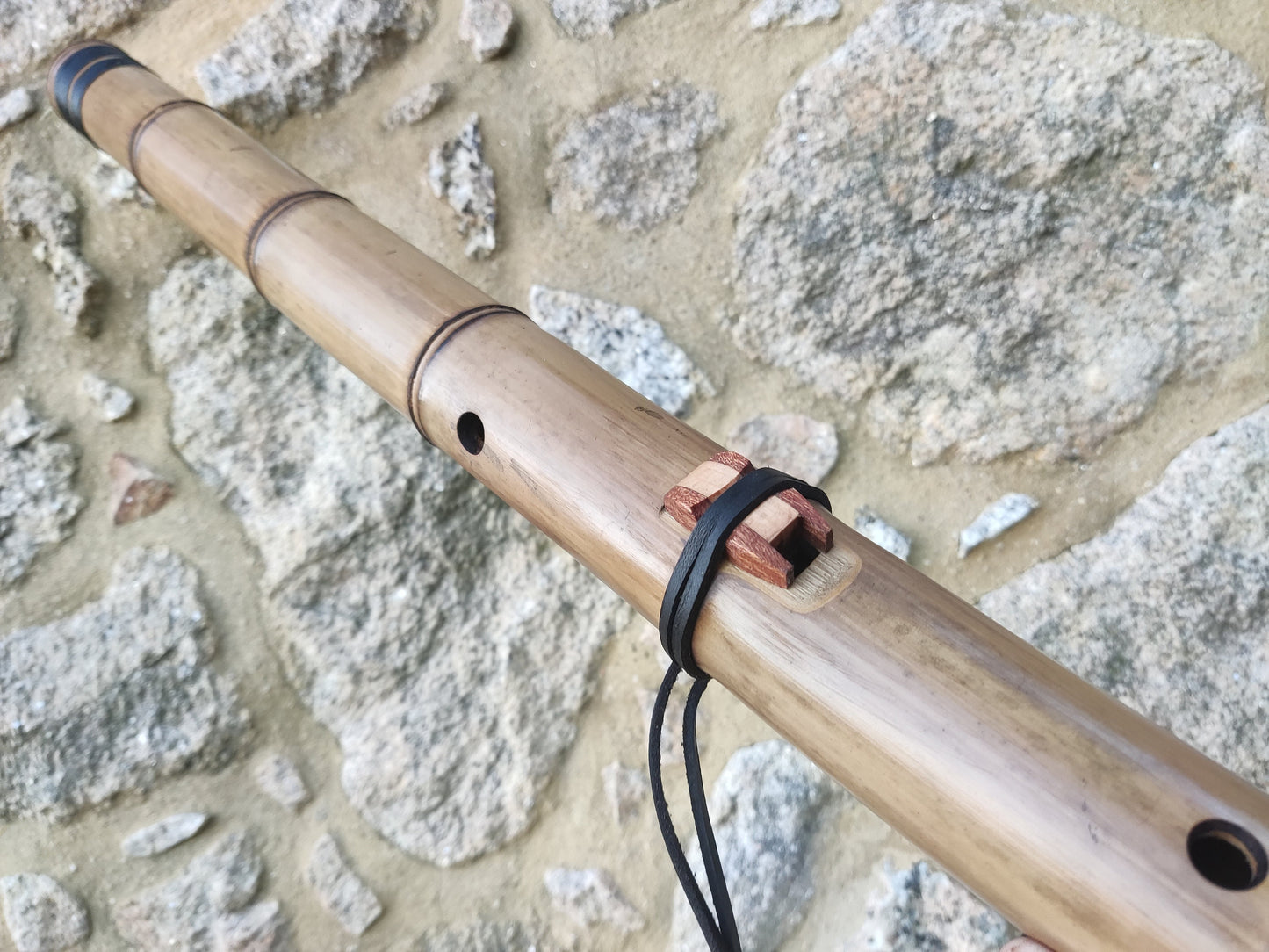 Side Blown Ethnic Native American Style Bamboo Flute in the key of Eb4. NA style flute with exotic shape with a deep and meditative sound
