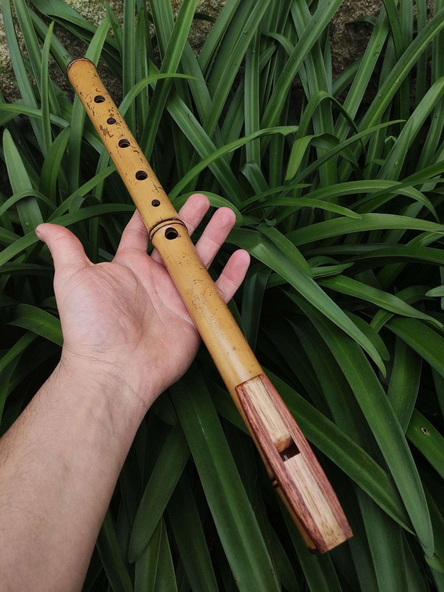 G Minor Harmonic Fipple Flute handmade out of Bamboo and reclaimed Mahogany and Chestnut. Intuitive flute | Sopro Flutes