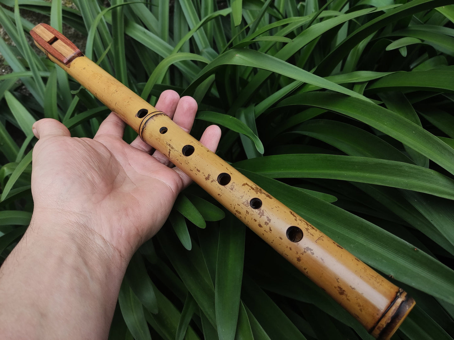G Minor Harmonic Fipple Flute handmade out of Bamboo and reclaimed Mahogany and Chestnut. Intuitive flute | Sopro Flutes