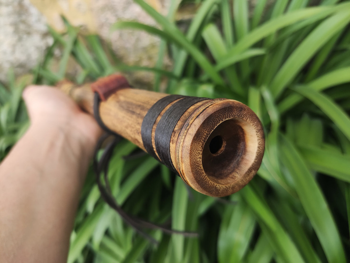 Root End Native American Style Bamboo Flute in the key of F# in 440 Hz. Handmade bamboo flute suitable for Meditation and Sound Healing