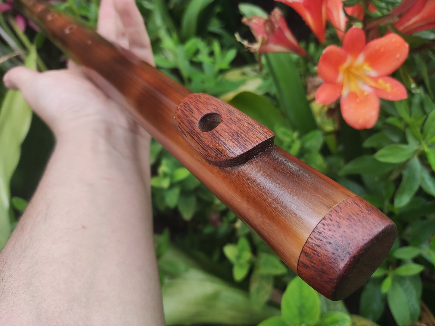Bamboo flute in low C# tuned in a Minor Pentatonic scale. Handmade Meditative flute in C sharp minor pentatonic suitable for Sound healing.