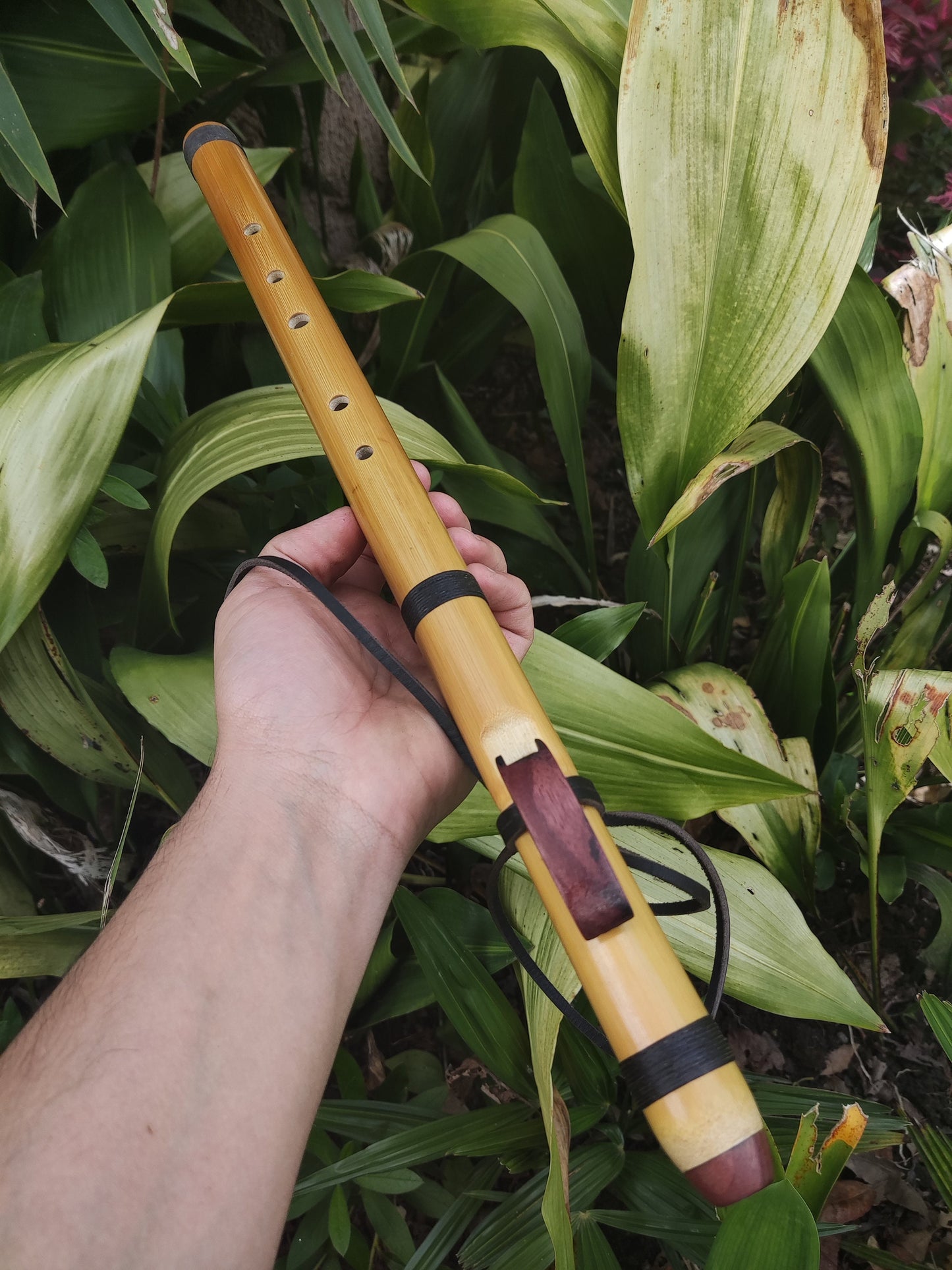 Bamboo Native Flute in A minor Pentatonic. Intuitive Flute made out of Bamboo and Purpleheart built in the Native American Style