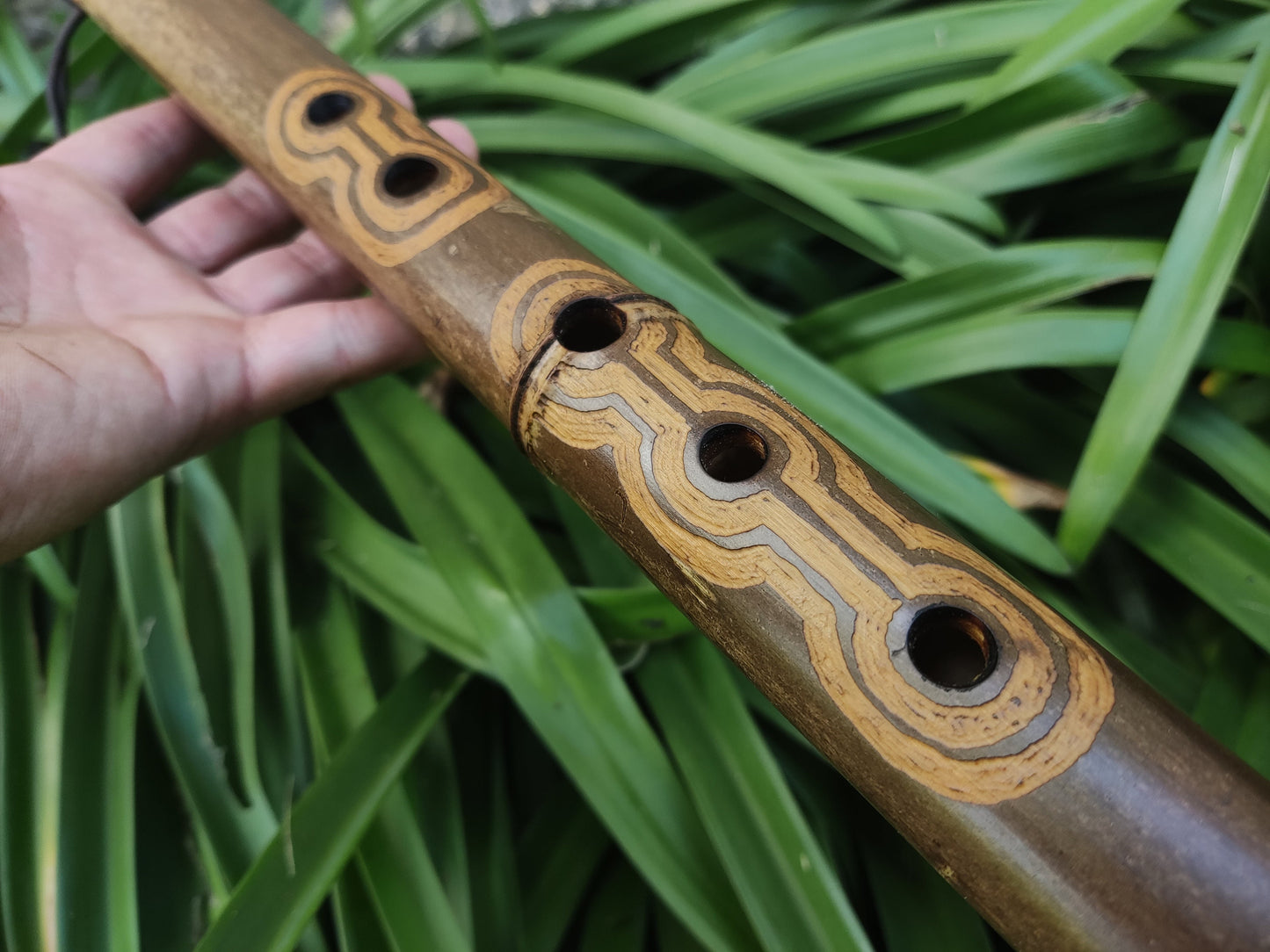 F sharp NA Style Flute with Ethnic Carvings