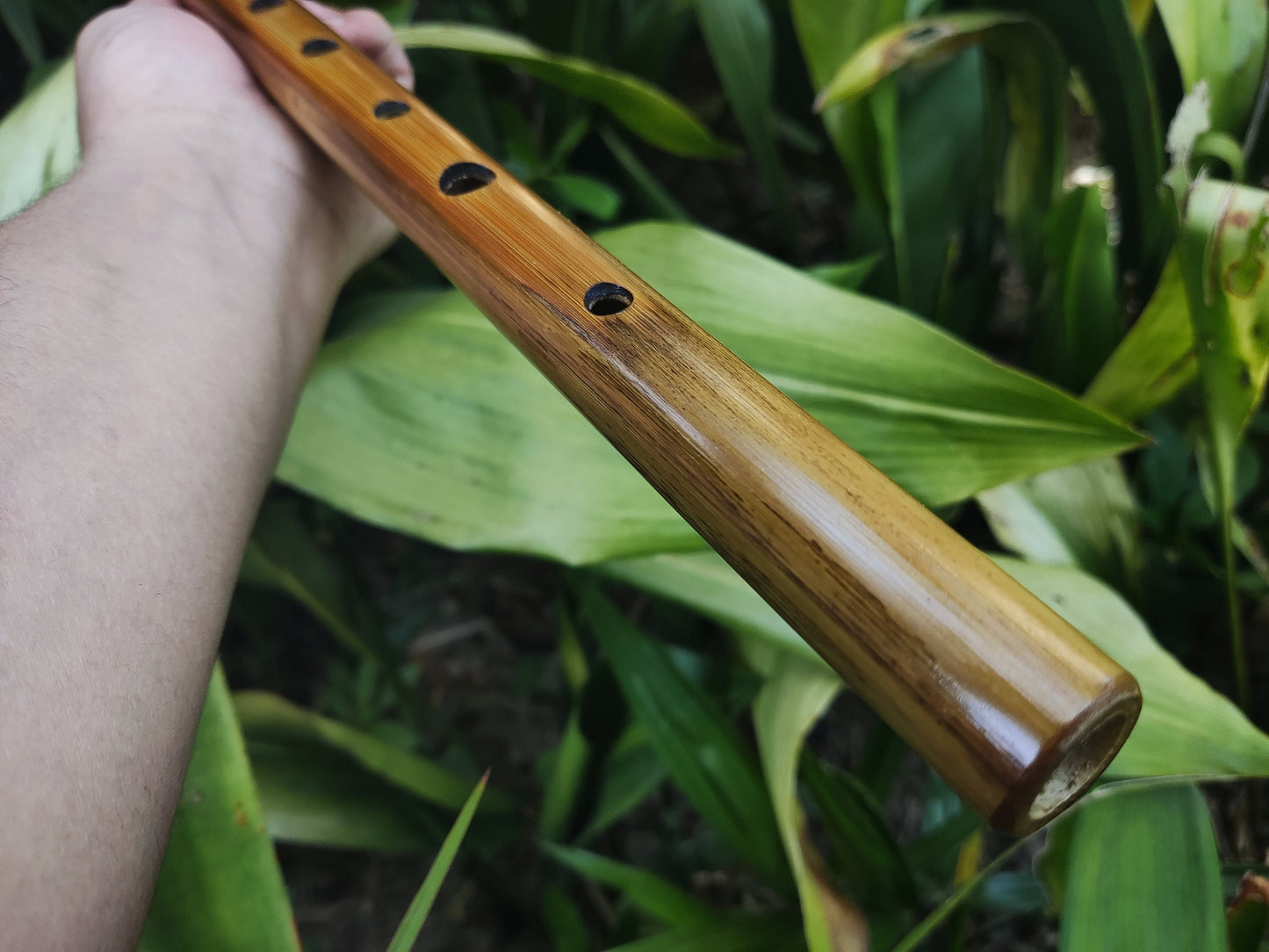 Low D Irish-style Bamboo Flute with a lip plate. Concert tuned handmade flute inspired by the Irish Flute