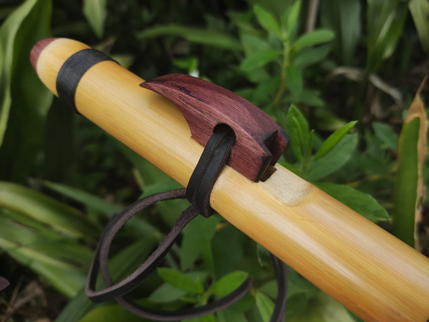 Bamboo Native Flute in A minor Pentatonic. Intuitive Flute made out of Bamboo and Purpleheart built in the Native American Style