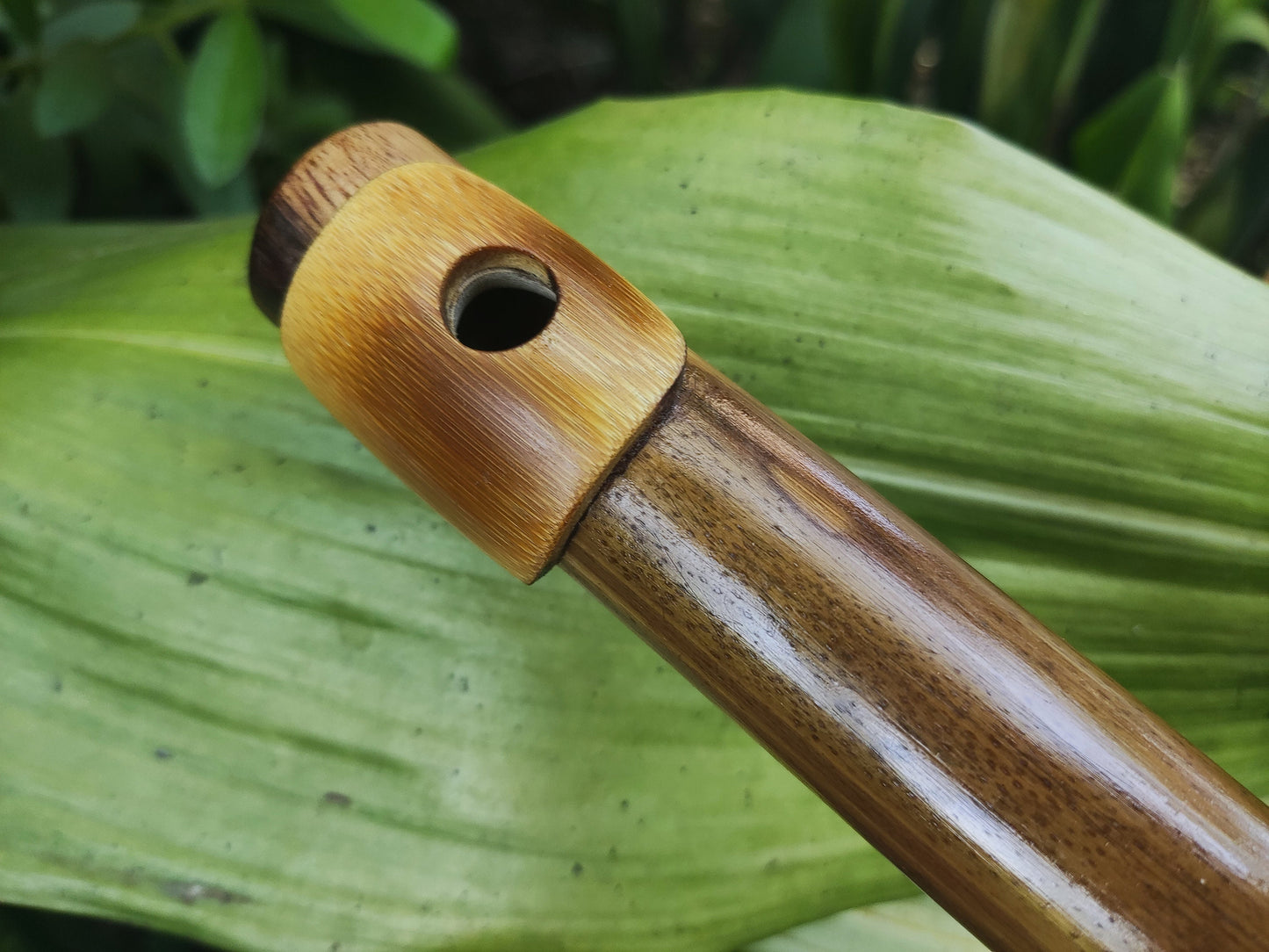 Low D Irish-style Bamboo Flute with a lip plate. Concert tuned handmade flute inspired by the Irish Flute